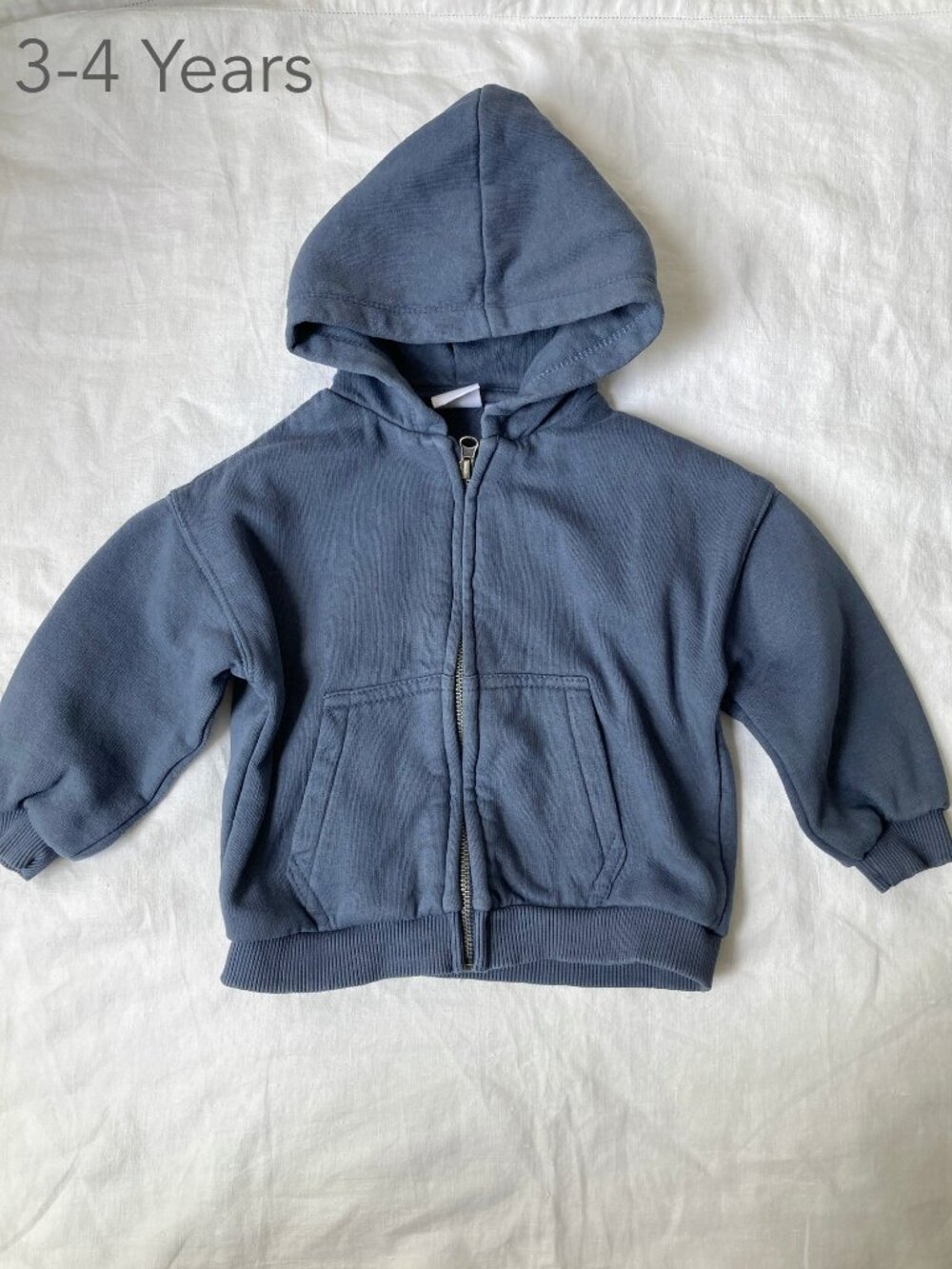 💙2/$25 Zara 3-4 Years Toddler Blue Zip Hoodie Sweatshirt Fall Neutral Casual